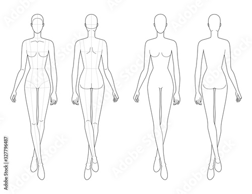 Fashion template of walking women. 