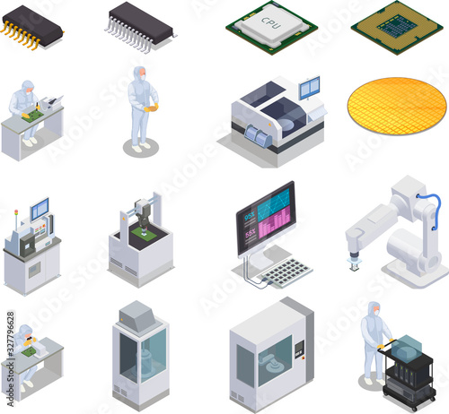 Semiconductor Production Icon Set