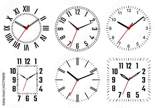 Vector set of clocks dials. Mechanical watches.