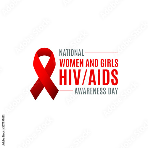 National Women and Girls HIV/AIDS Awareness Day. Red ribbon AIDS cancer awareness symbol. March 10. Isolated on white background.