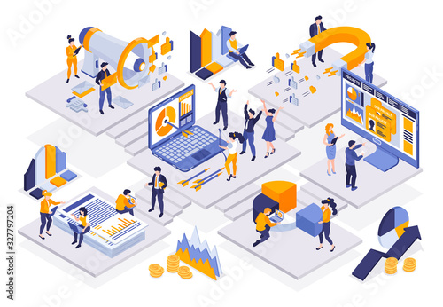 Isometric Marketing Strategy Composition