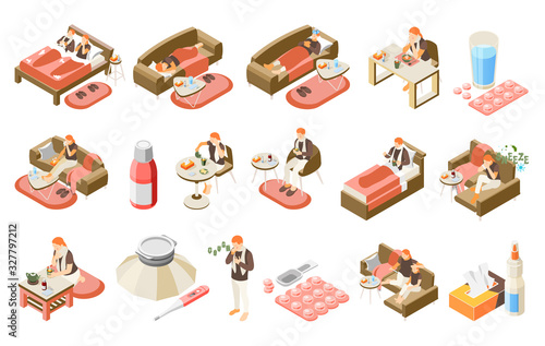 Flu Sickness Isometric Recolor Set
