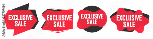 Set Exclusive Sale bubble banners design template, discount tags, vector illustration