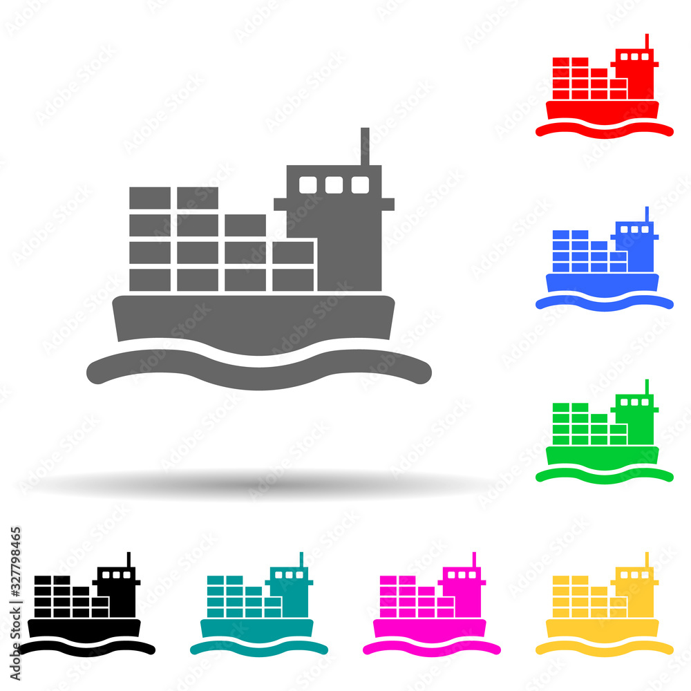 cargo ship multi color style icon. Simple glyph, flat vector of transport icons for ui and ux, website or mobile application cargo ship multi color style icon. Simple glyph, flat vector of transport icons for ui and ux, website or mobile application