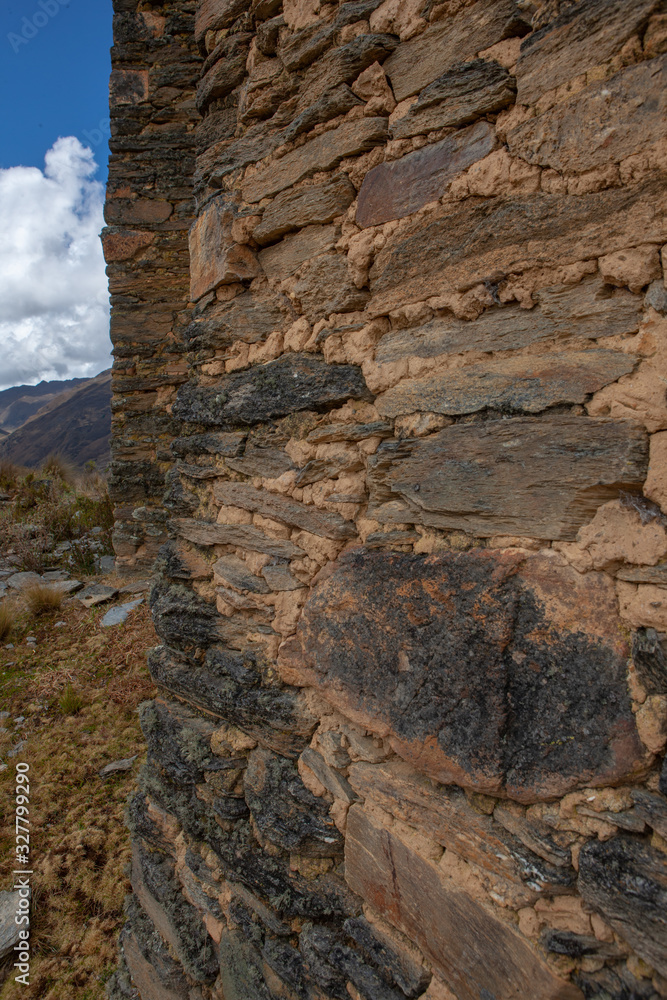 Inca temple. Piruro Site. Andes. Peru. Huánuco Region, Huamalíes Province, Tantamayo District Inca temple. Piruro Site. Andes. Peru. Huánuco Region, Huamalíes Province, Tantamayo District