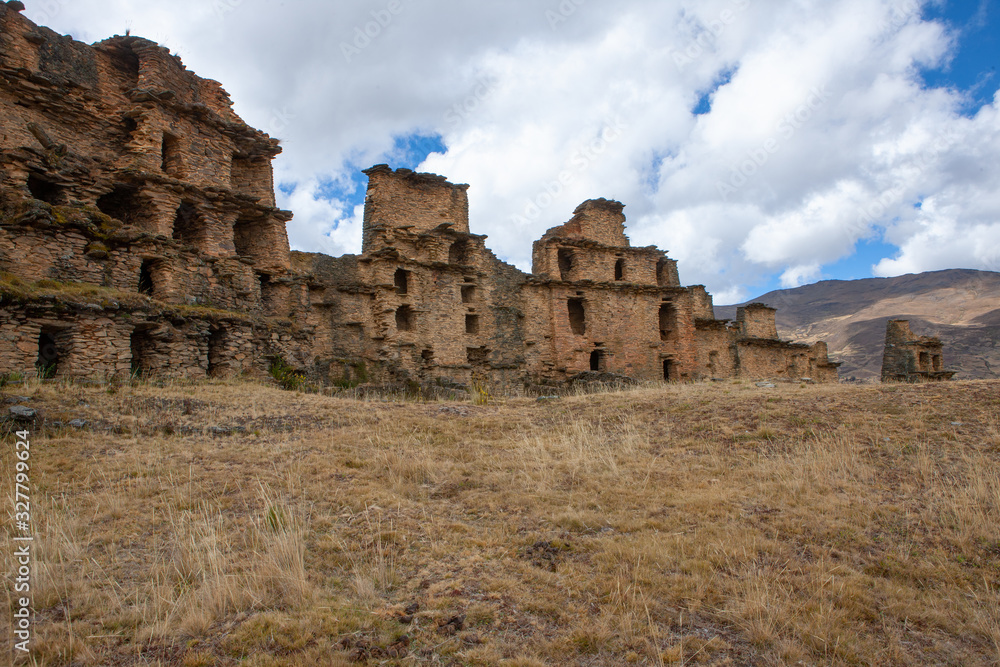 Inca temple. Piruro Site. Andes. Peru. Huánuco Region, Huamalíes Province, Tantamayo District