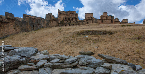 Inca temple. Piruro Site. Andes. Peru. Huánuco Region, Huamalíes Province, Tantamayo District photo