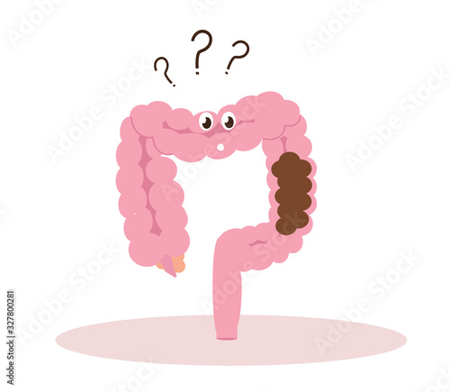 Intestines on a white background. Constipation. Vector illustration.