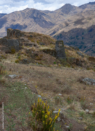 Piruro Site. Inca temple. Andes. Peru. Huánuco Region, Huamalíes Province, Tantamayo District