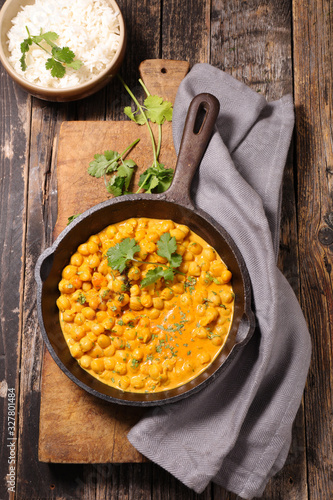 chickpea  cream and curry and rice bowl- vegetarian meal