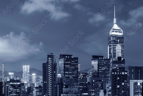Canvas Print Skyline of midtown of Hong Kong city at night