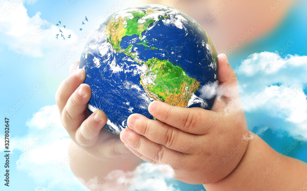 World earth in baby's hands