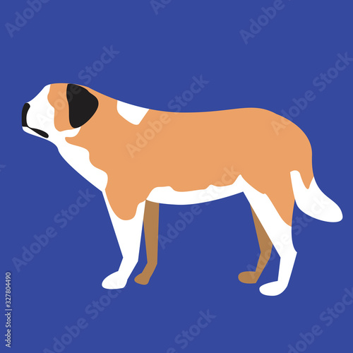 Serbernar isolated on a blue background as a character for children and baby, scandinavian vector stock illustration with doodle dog for print photo