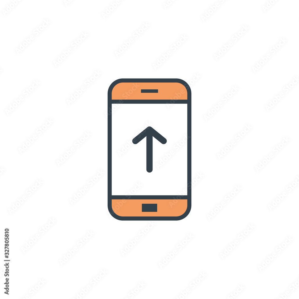 upload on screen smartphone icon in flat design on white background upload on screen smartphone icon in flat design on white background