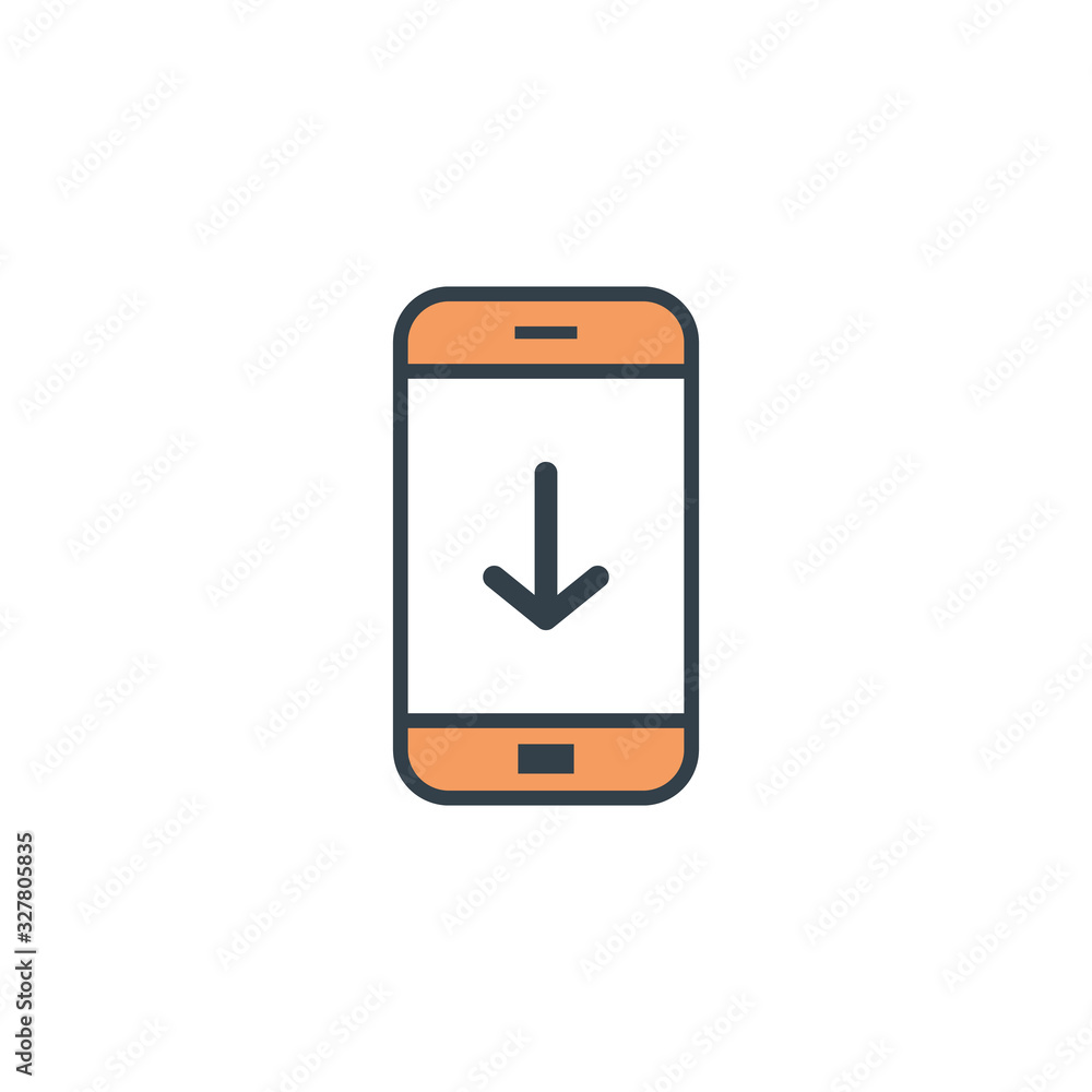 download on screen smartphone icon in flat design on white background download on screen smartphone icon in flat design on white background