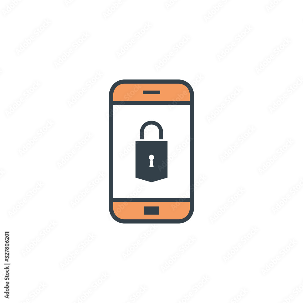 locked on screen smartphone icon in flat design on white background