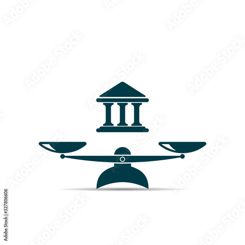 scales of justice. vector symbol justice balance on white background