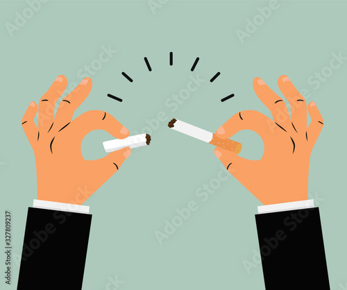 Businessman hands broken cigarette vector