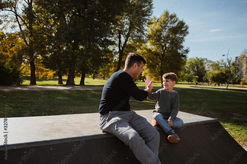 Father and Son spending the day together in a Park