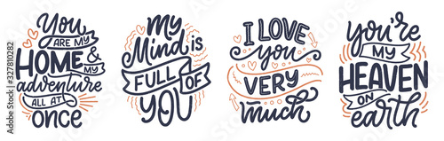 Set with slogans about love...