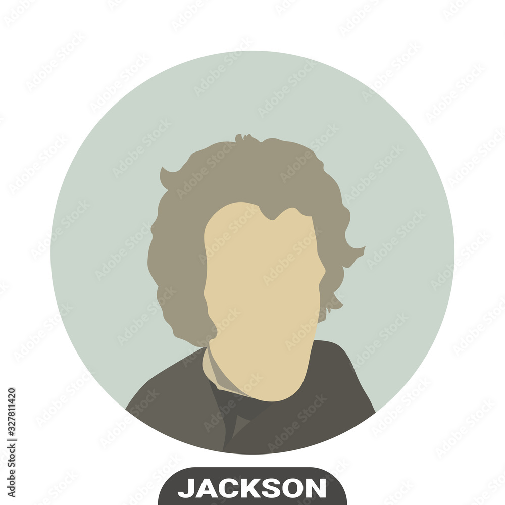 Andrew Jackson, President of the United States of America. Stylized portrait. Vector illustration on white background