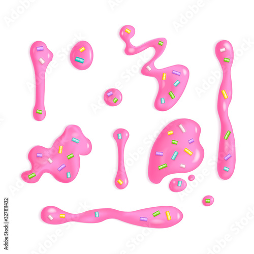 Set of sweet pink icing drops