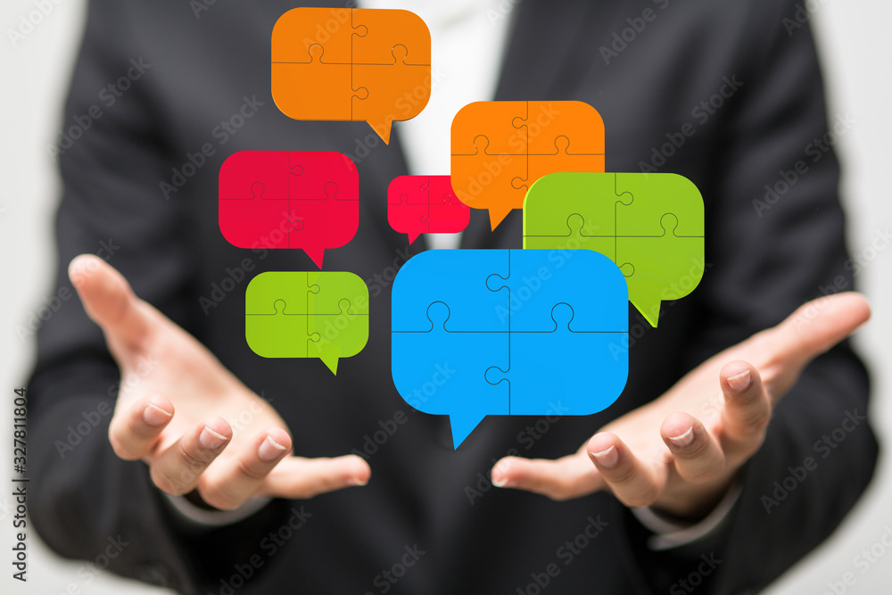 speech bubbles. People Chatting. 3d illustration of a communication concept, relating to feedback 3d