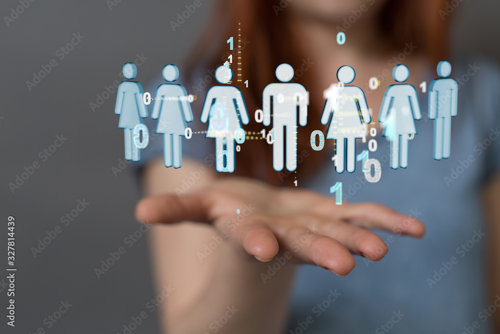 Business Man Hand Writing Social Network Business Man Hand Writing Social Network