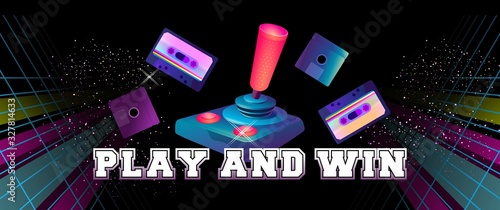 Futuristic horizontal banner retro joystick