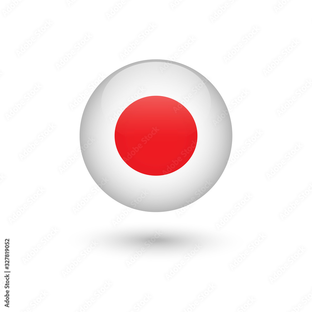 Japan flag - round glossy button, Vector image and icon