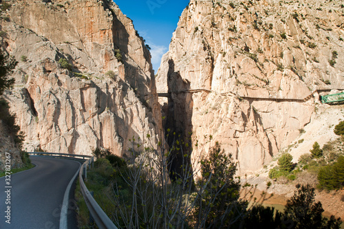 Panorama view of Gorge of Gaitanes in El Chorro, Andalusia, Spain