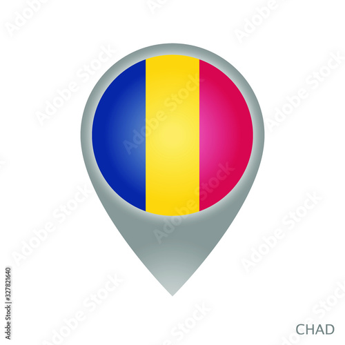 Free Download Map pointer with flag of Chad. Colorful pointer icon for map. Vector Illustration. - GFXLoad