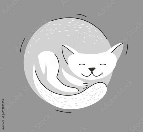 Cute cat sleeping vector il...