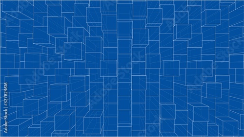 Abstract background of cubes outline. Vector