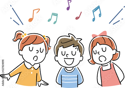 Illustration material: Children singing songs