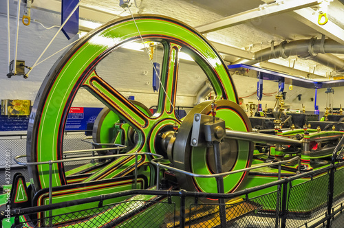 Engine inside of Tower bridge to lift bridge spans, London, UK photo