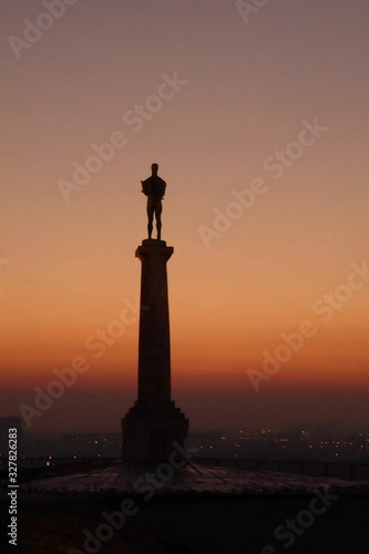 Statue of Victory at sunset  in capital city Belgrade  Serbia