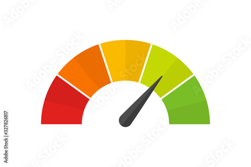 Scale speed in flat style. Vector speedometer isolated illustration photo