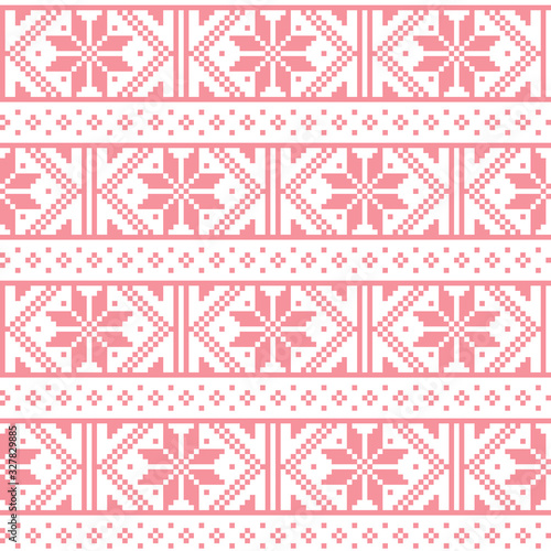 Fair Isle style traditional knitwear vector seamless pattern from Scotland, knit repetitive design with snowflakes
