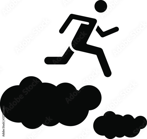 a running man on clouds icon