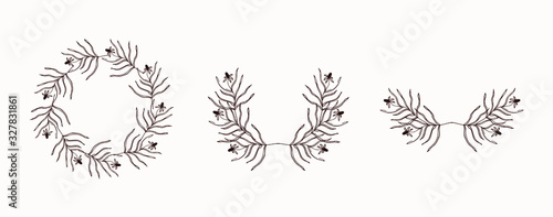 Wallpaper Mural Set of hand-drawn floral frames, monograms and borders. Boho style design elements for wedding invitations, greeting cards Torontodigital.ca