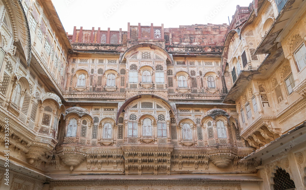 Mehrangarh Fort inside, Jodhpur. Rajasthan, India