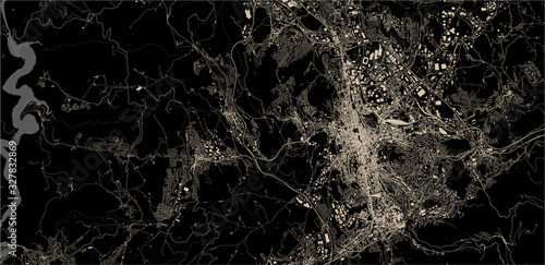 map of the city of Saint-Etienne, Loire, Auvergne-Rhone-Alpes, France