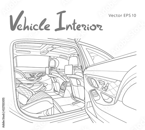 Machine inside. Interior of the vehicle. Vector