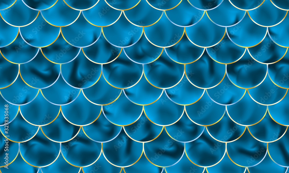 Fototapeta premium Mermaid scales. Fish squama. Blue pattern. Vector.