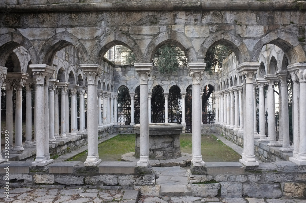 St Andrews monastery cloister from 1000 at Genoa, Italy