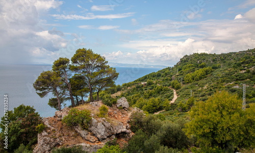 Landscape with mountains and blue sky