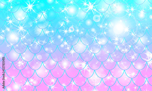 Mermaid kawaii pattern. Fish scale. Vector.