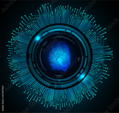 Fingerprint network cyber security background. Closed Padlock