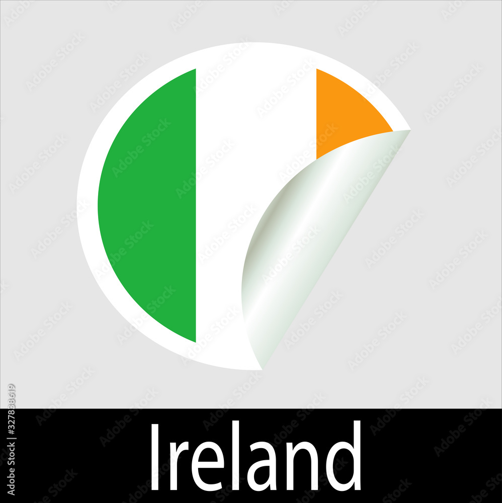 Irish country flag sticker icon with white background Irish country flag sticker icon with white background